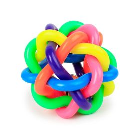 1pc Pet Chew Toys; Colorful Rubber Balls With Bell Bite Resistant Interactive Toy For Dogs (size: small)