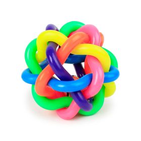 1pc Pet Chew Toys; Colorful Rubber Balls With Bell Bite Resistant Interactive Toy For Dogs (size: small)